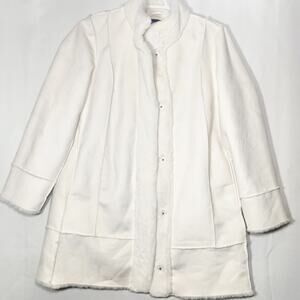 Dennis Basso Faux Suede Snap Front Women's Coat Large